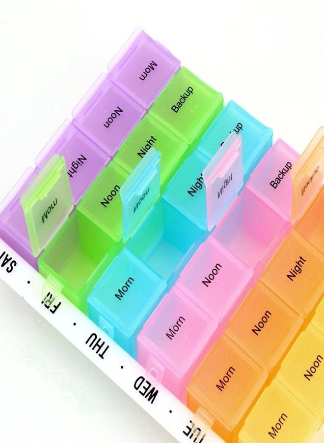 ATETO Pill Medicine Organizer | 7 Day Weekly Pill Case | Colorful Weekly Travel Pill Planner| Portable Travel Kits | Dust-Proof Box For Pills/Vitamin/Supplements (Plastic, Set of 1) - Image 5